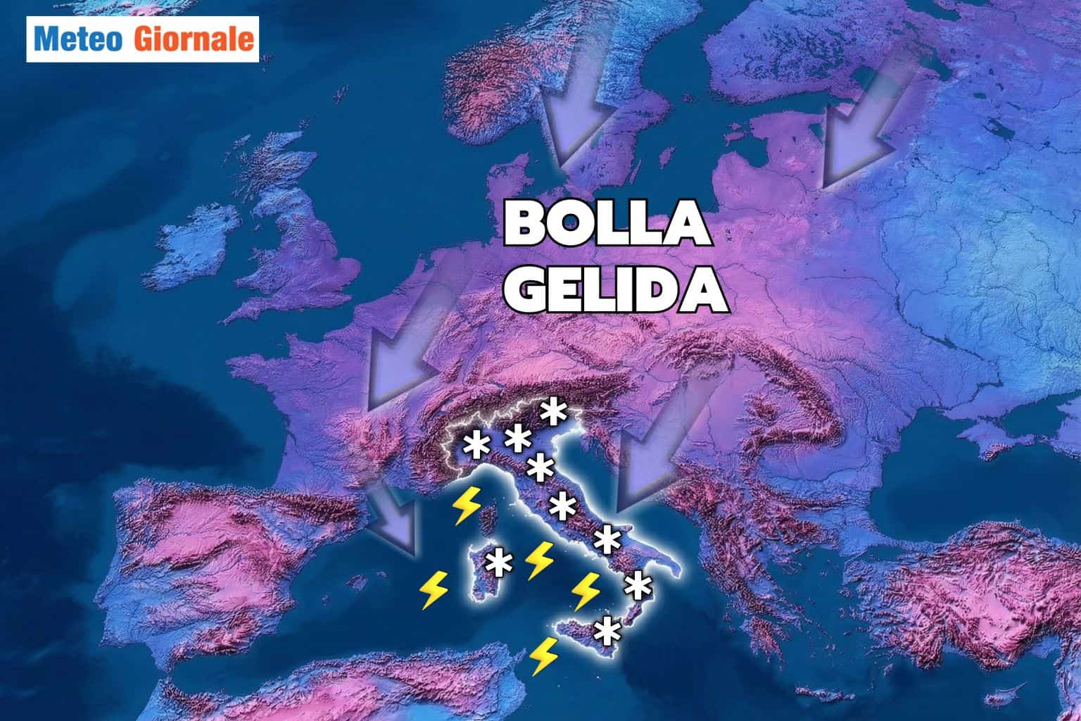 Un siluro d’aria gelida minaccia il Mediterraneo con bufere di neve