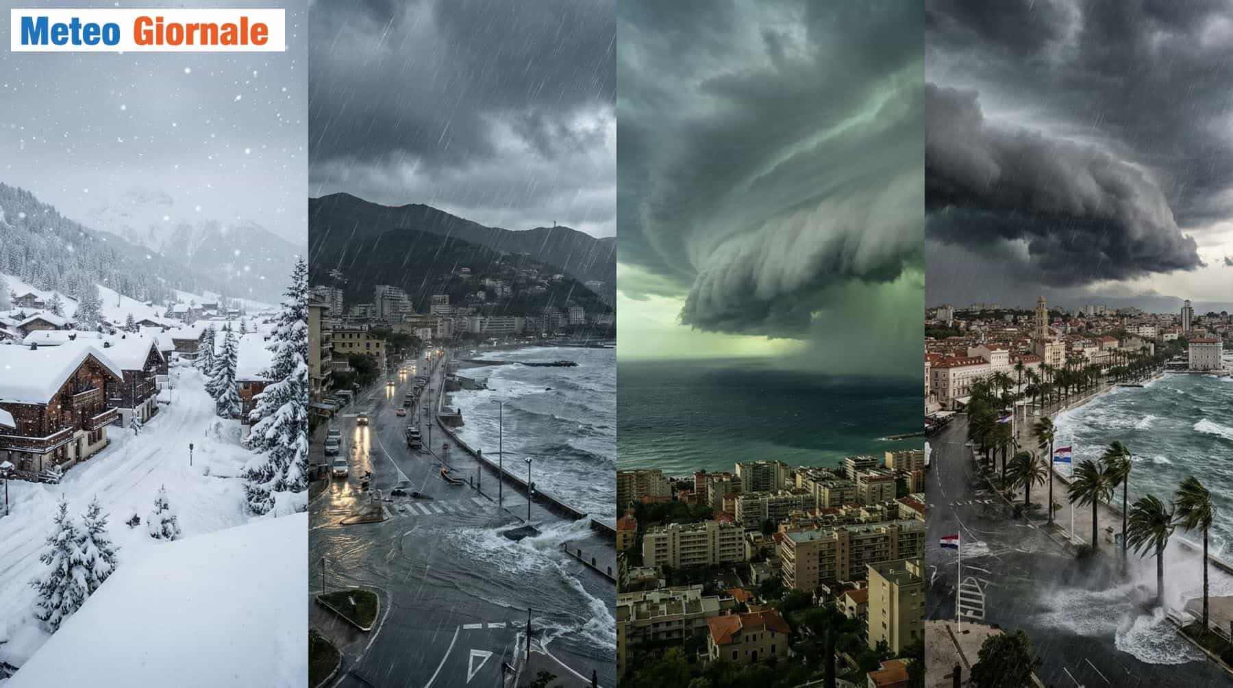 Tormente di neve verso 3 Regioni, nubifragi in 5: neve forte dopo Natale al Nord?