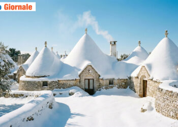 T trulli sotto la neve nel Marzo 1987.