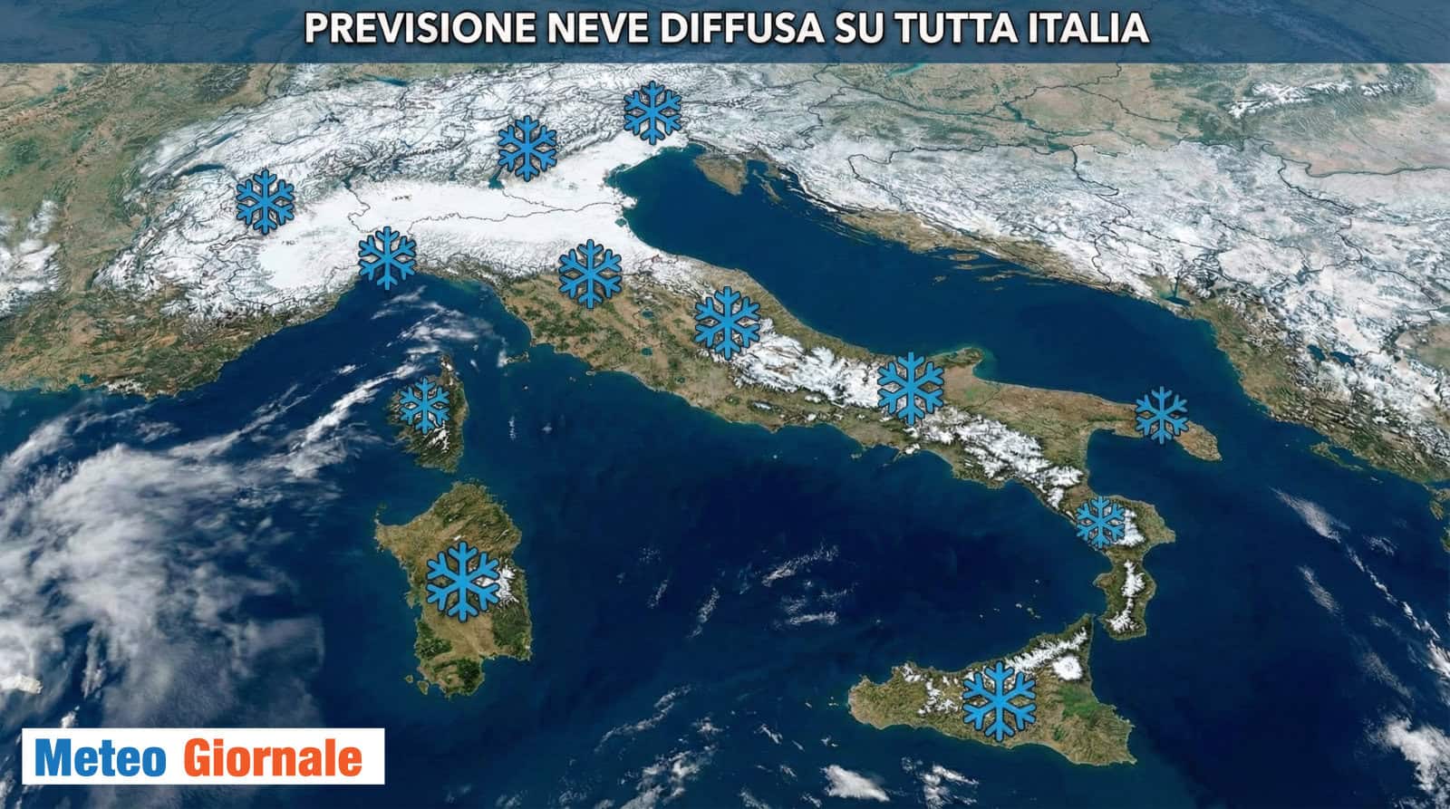 La SVOLTA: Neve dalla Valle Padana alle basse quote di Penisola e Isole Maggiori