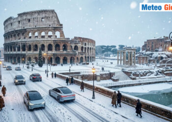 Roma sotto il Burian, persino il Tevere che gela. Immagine di fantasia.