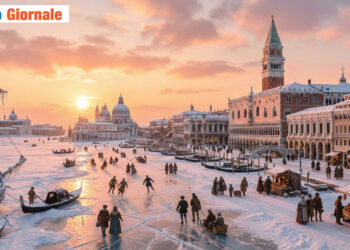 Venezia e la laguna ghiacciata.