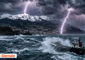 Rappresentazione grafica del meteo avverso su Madeira.