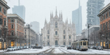 Neve a Milano in primavera.