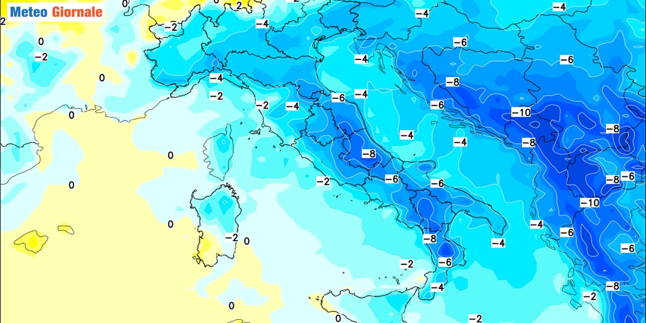 Deciso raffreddamento specie su aree del versante adriatico ed interne