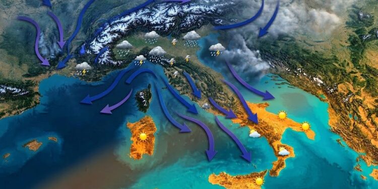 Frustata di temporali e temperature in calo