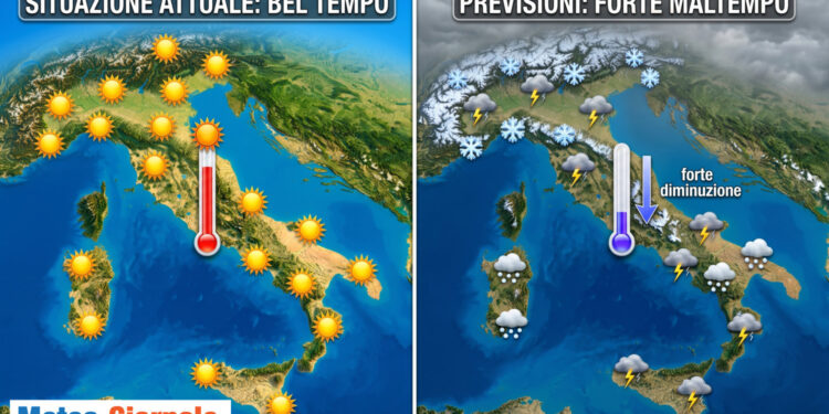 Improviso meteo invernale a inizio settimana.