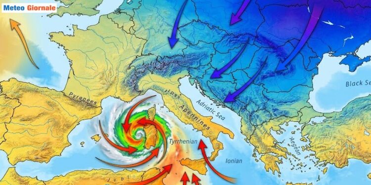 Confluenze di masse d'aria diverse pronta a scatenare maltempo