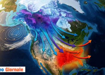 Ondata di freddo verso gran parte del Nord America.