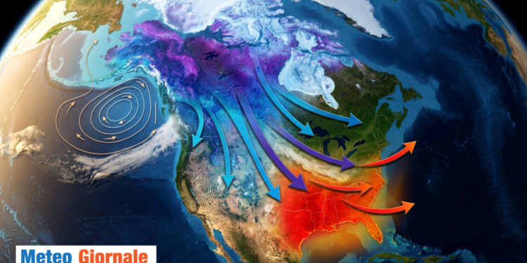 Ondata di freddo verso gran parte del Nord America.
