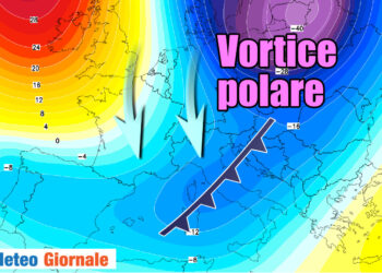 Vortice Polare che si espande decisamente in Europa.