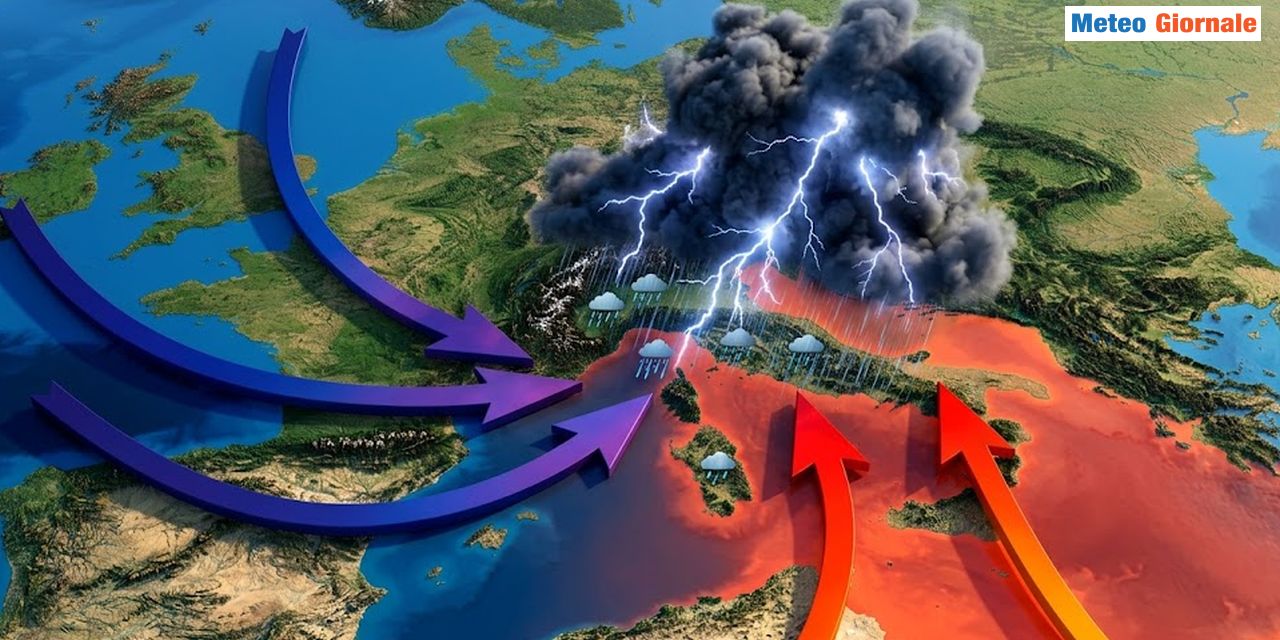 Italia divisa tra masse d'aria diverse e incentiveranno le piogge