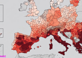 Le aree europee con le maggiori vittime da onde di calore: Italia tra le più esposte.