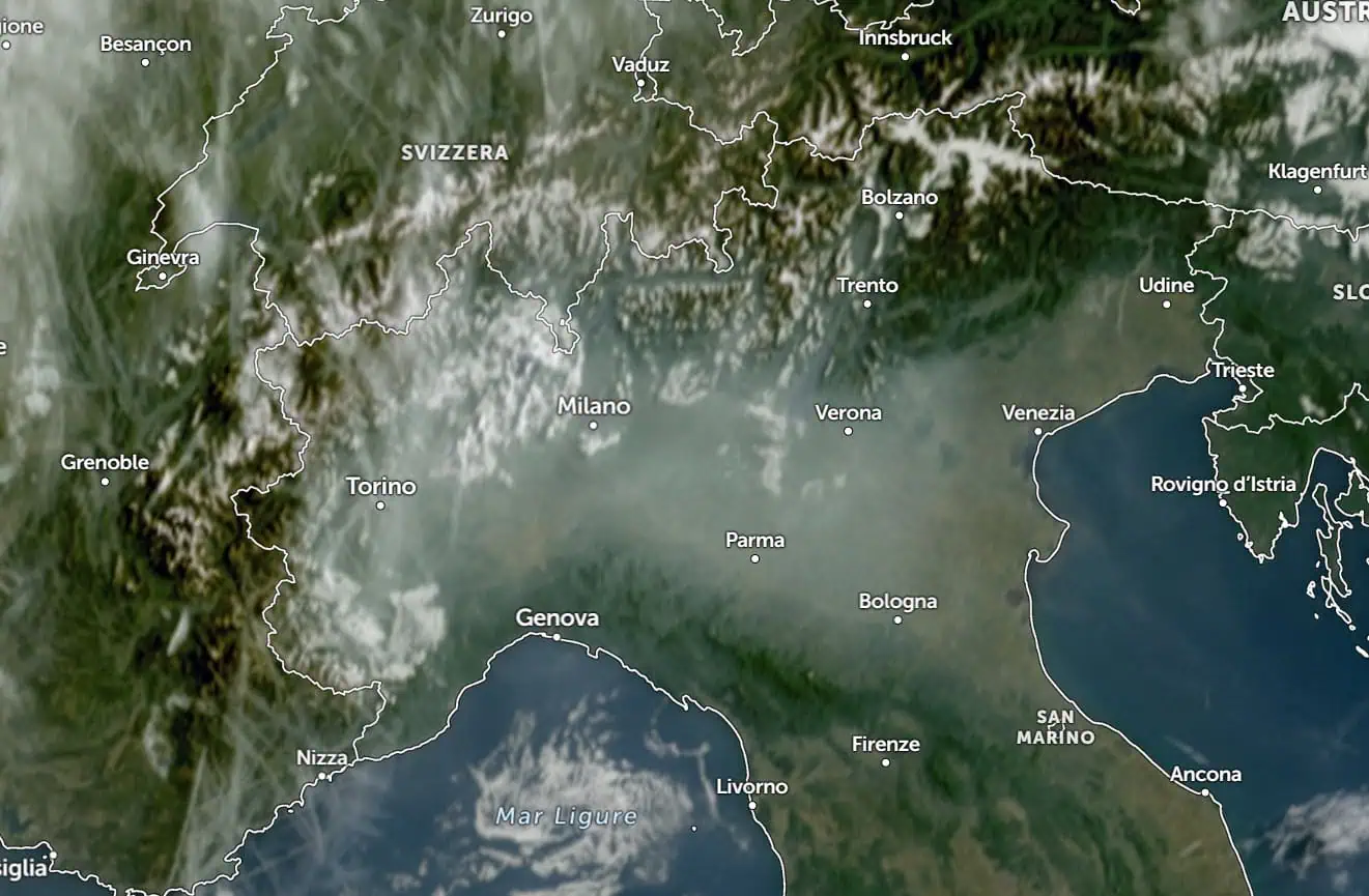 Smog sulla Pianura Padana: il Meteosat è eloquente. Cause fenomeno ...