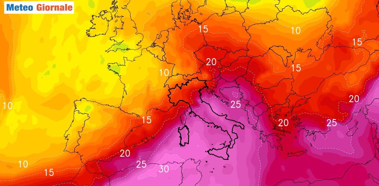 Altro caldo intenso sino a fine agosto soprattutto verso l'Italia Centro-Meridionale