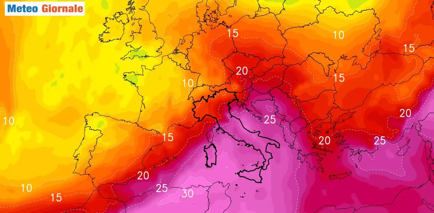 Altro caldo intenso sino a fine agosto soprattutto verso l'Italia Centro-Meridionale
