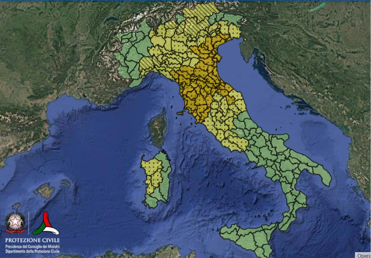 Allerta meteo arancione Giovedì 10 Settembre da Protezione Civile