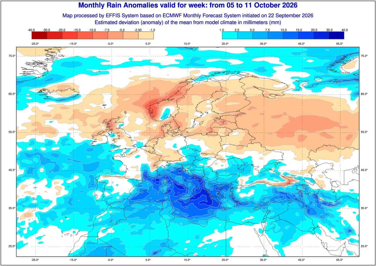 Proiezione anomalie pluviometriche