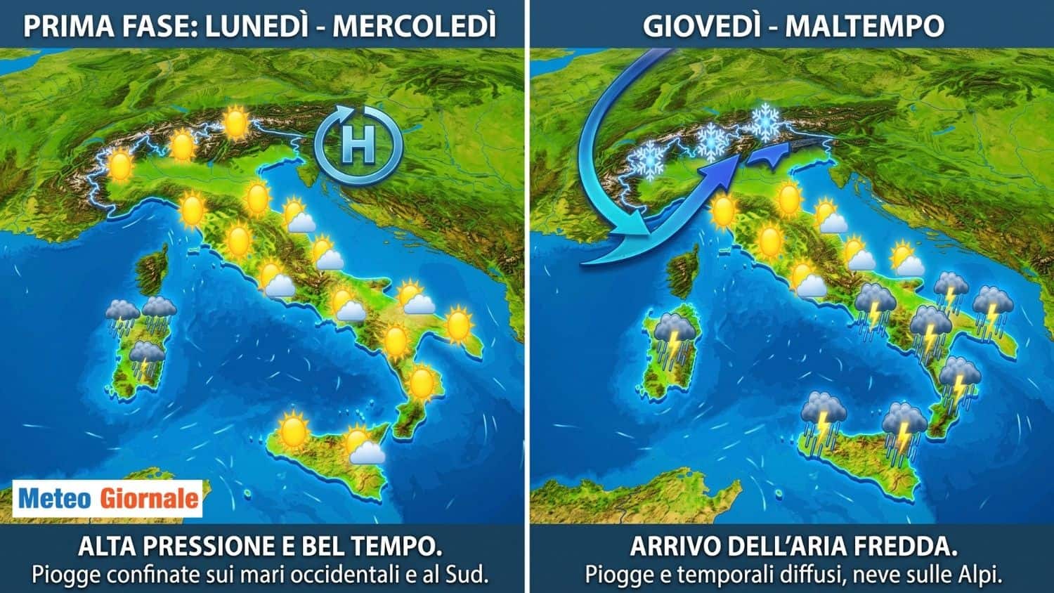 cambiamento del tempo in italia kj