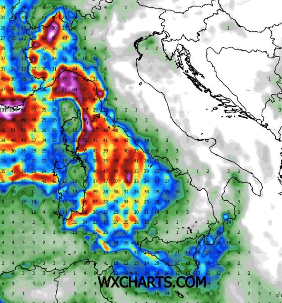 Forti piogge tra Domenica 18 e Lunedì 19: le Regioni coinvolte 3 ecmwf