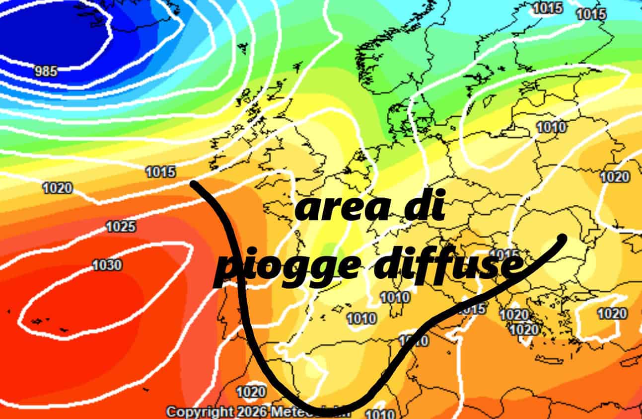 <piogge diffuse e maltempo per almeno 48 ore secondo il modello europeo ECMWF