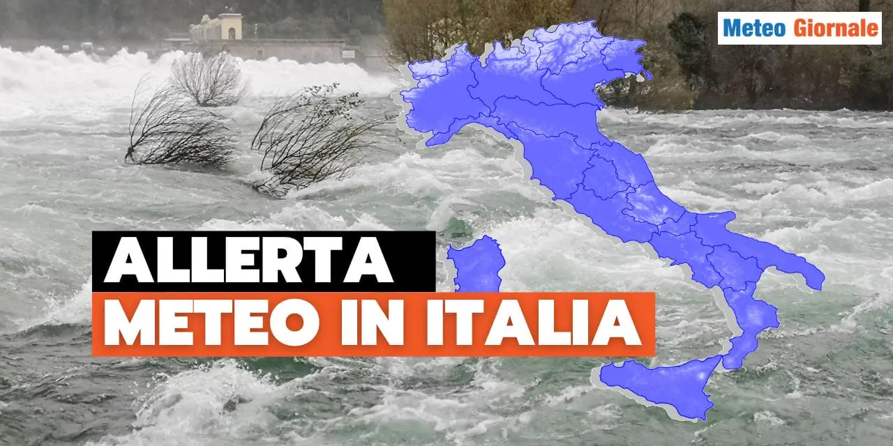 Pesantissima allerta meteo della Protezione Civile per domani