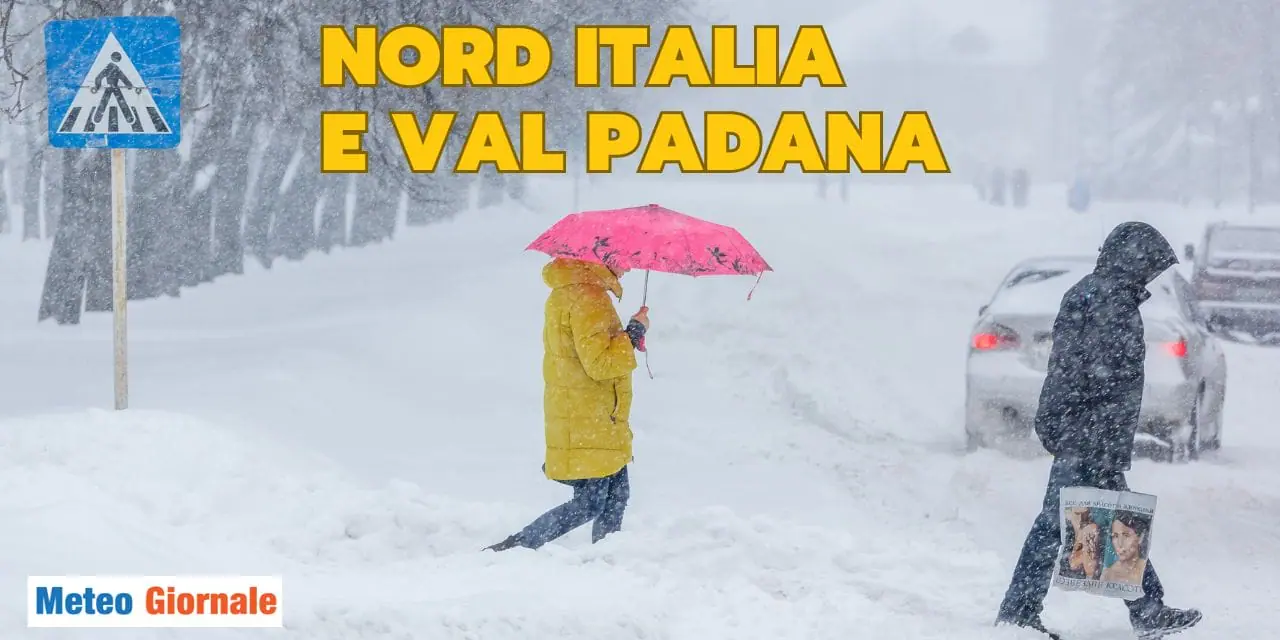Meteo, la "neve diffusa in Valle Padana" e Nord Italia