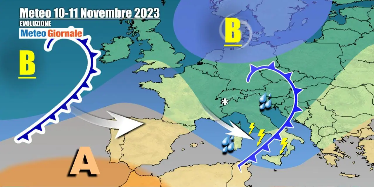 Meteo Italia: continuo viavai di perturbazioni, pioggia e neve