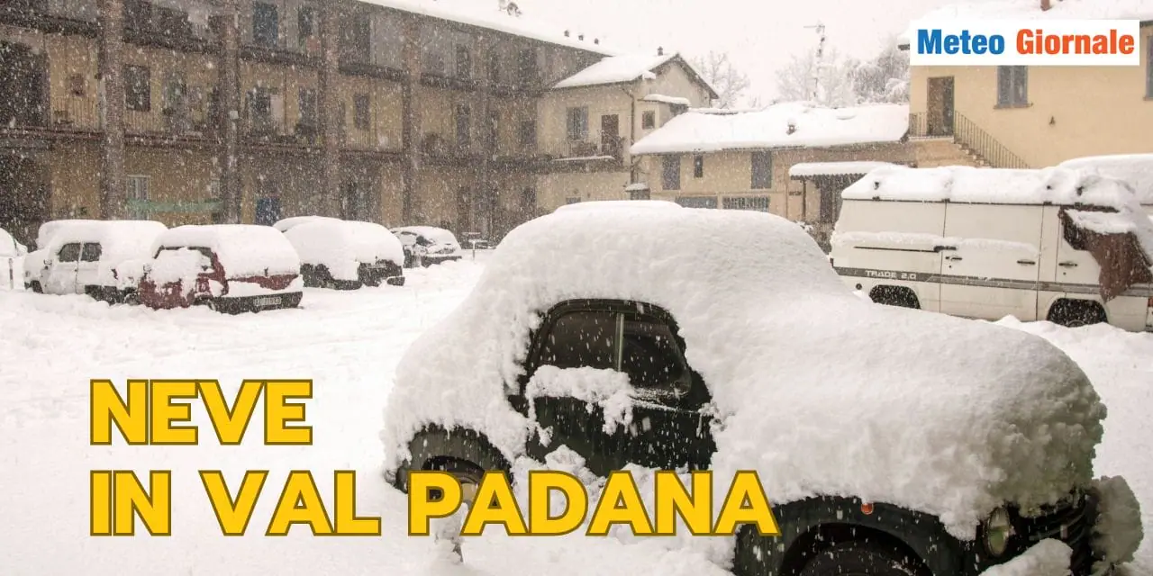 Meteo, arrivo a sorpresa della neve in Valle Padana. Aggiornamento